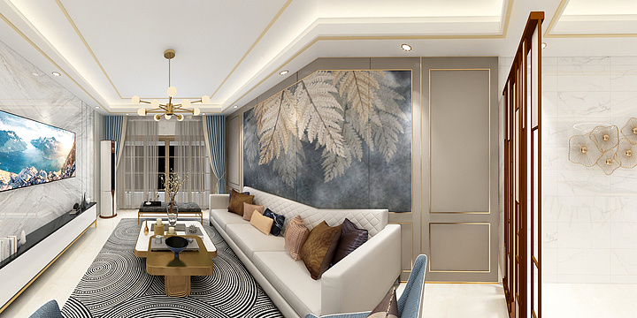 室内装饰设计梁工-理想荟122平轻奢-装修设计方案
