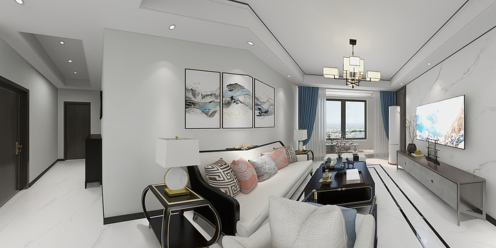 Designer殷程-乌海130户型新中式风格方案-装修设计方案