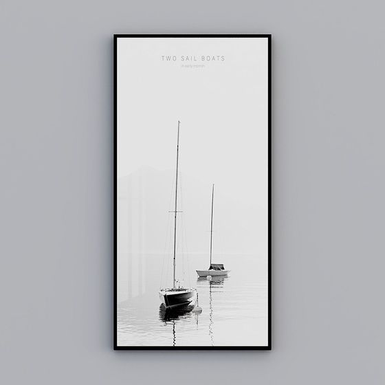 Minimalist Black Decorative Painting 3D Model for Interiors