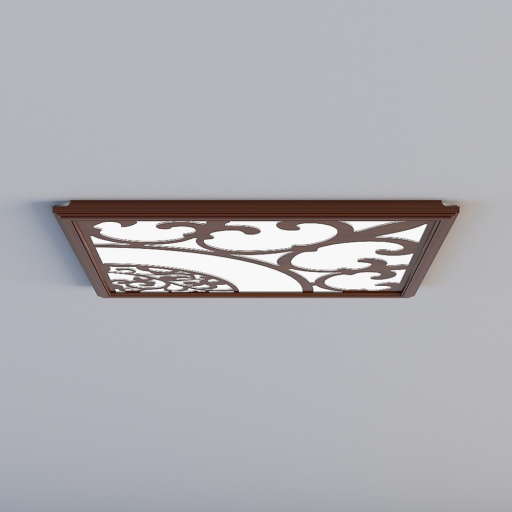 木纹-平板灯-如意角3D模型
