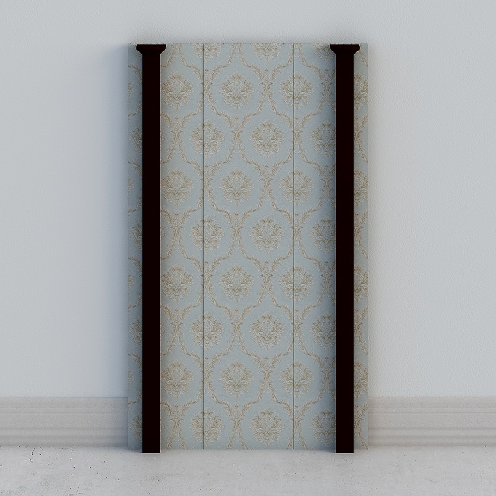 美式背景墙3D模型