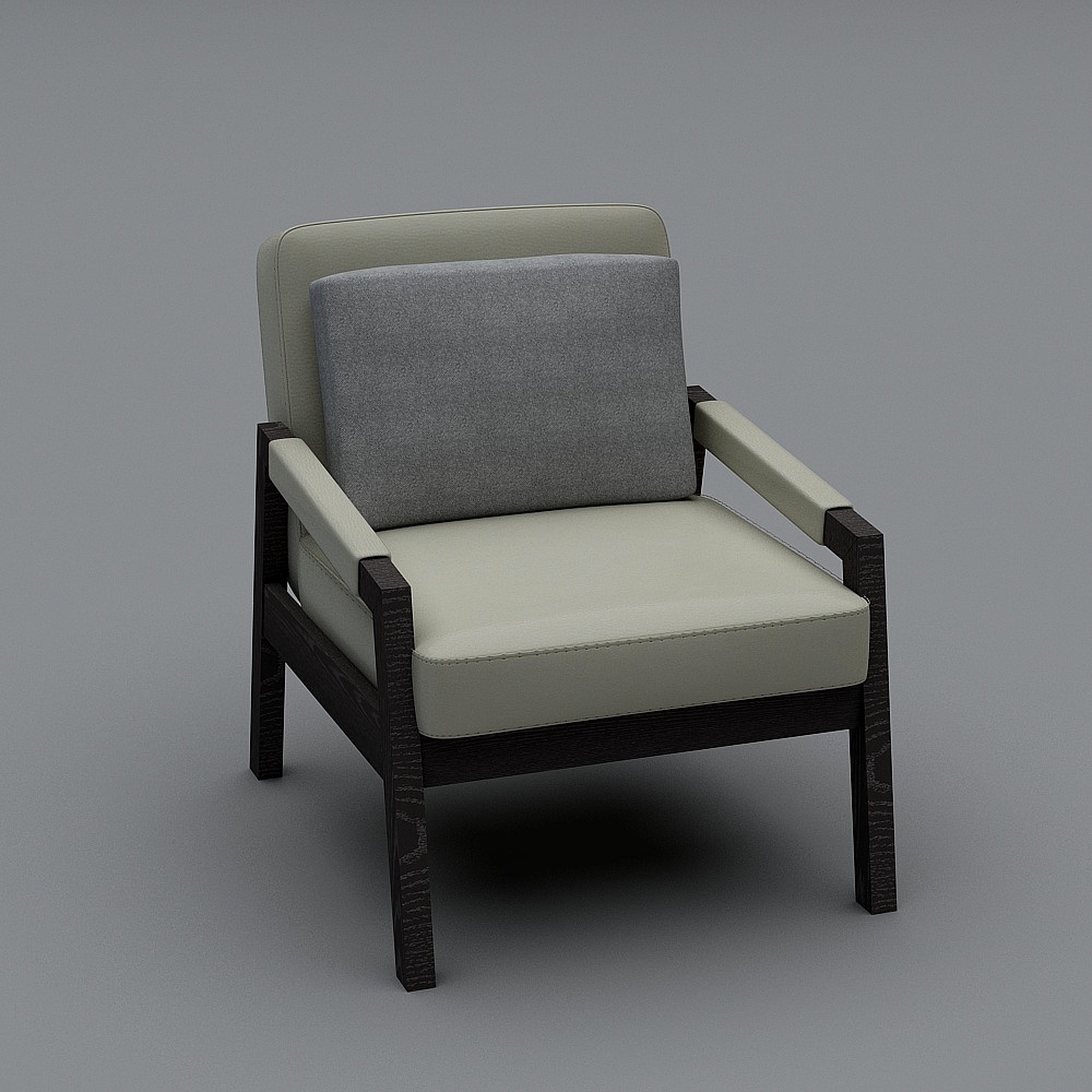 优梵艺术 布拉诺/意式简约皮艺休闲扶手椅客厅卧室单人椅297B-453D模型