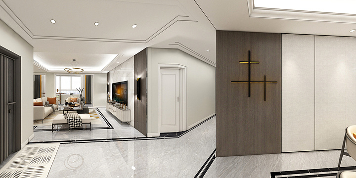 家装设计师李娜-南湖橡树湾152平-轻奢-走廊-装修设计方案