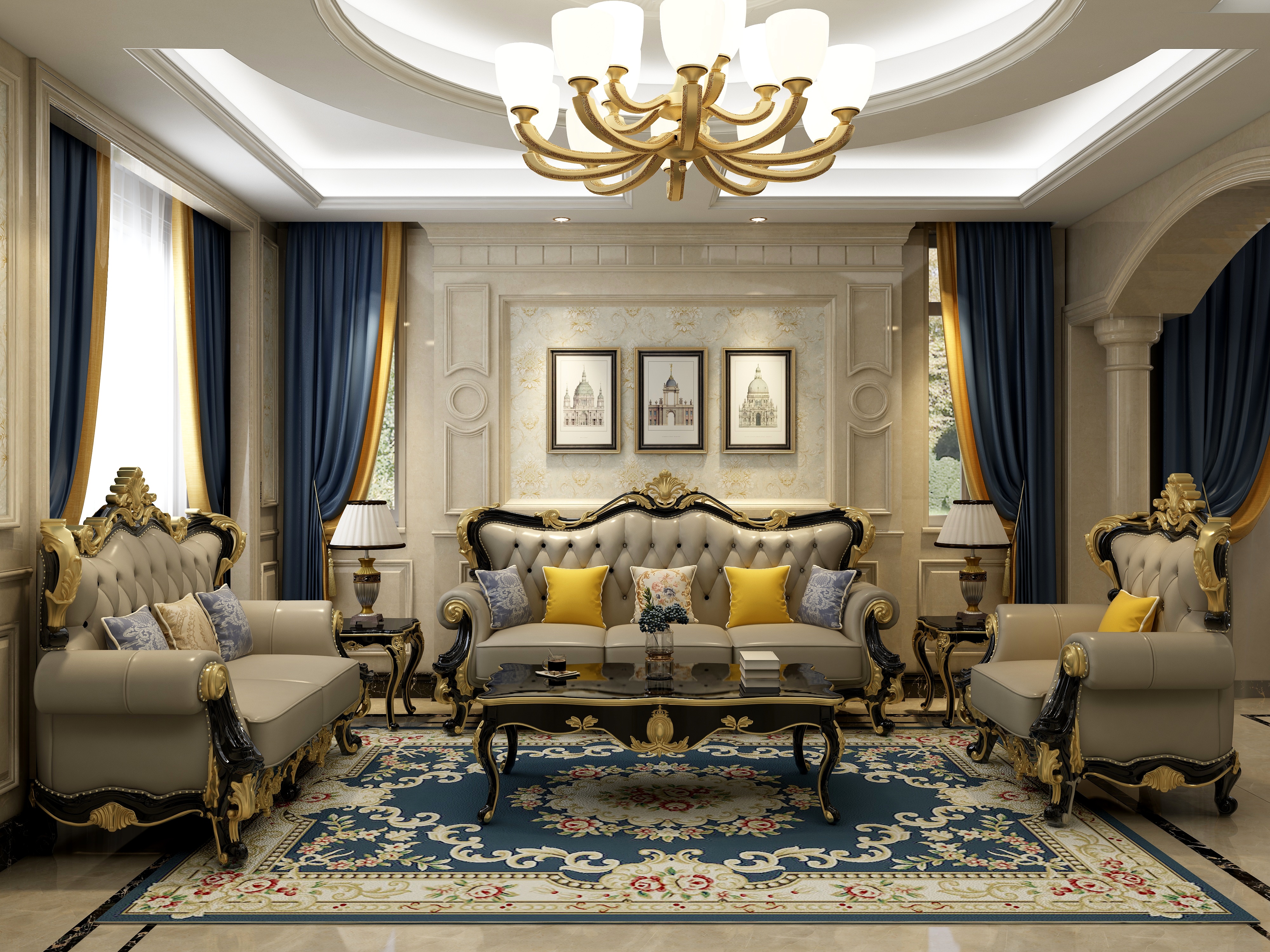 Mr陈慧江-80方欧式客餐厅装修效果图