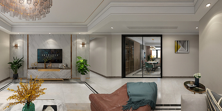 张明-现代轻奢-客餐厅效果表现-装修设计方案