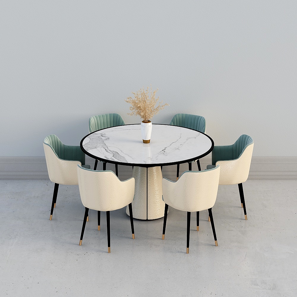 现代轻奢餐桌椅组合33D模型