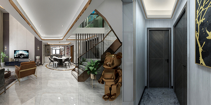 家装3D效果图-2层别墅户型-装修设计方案