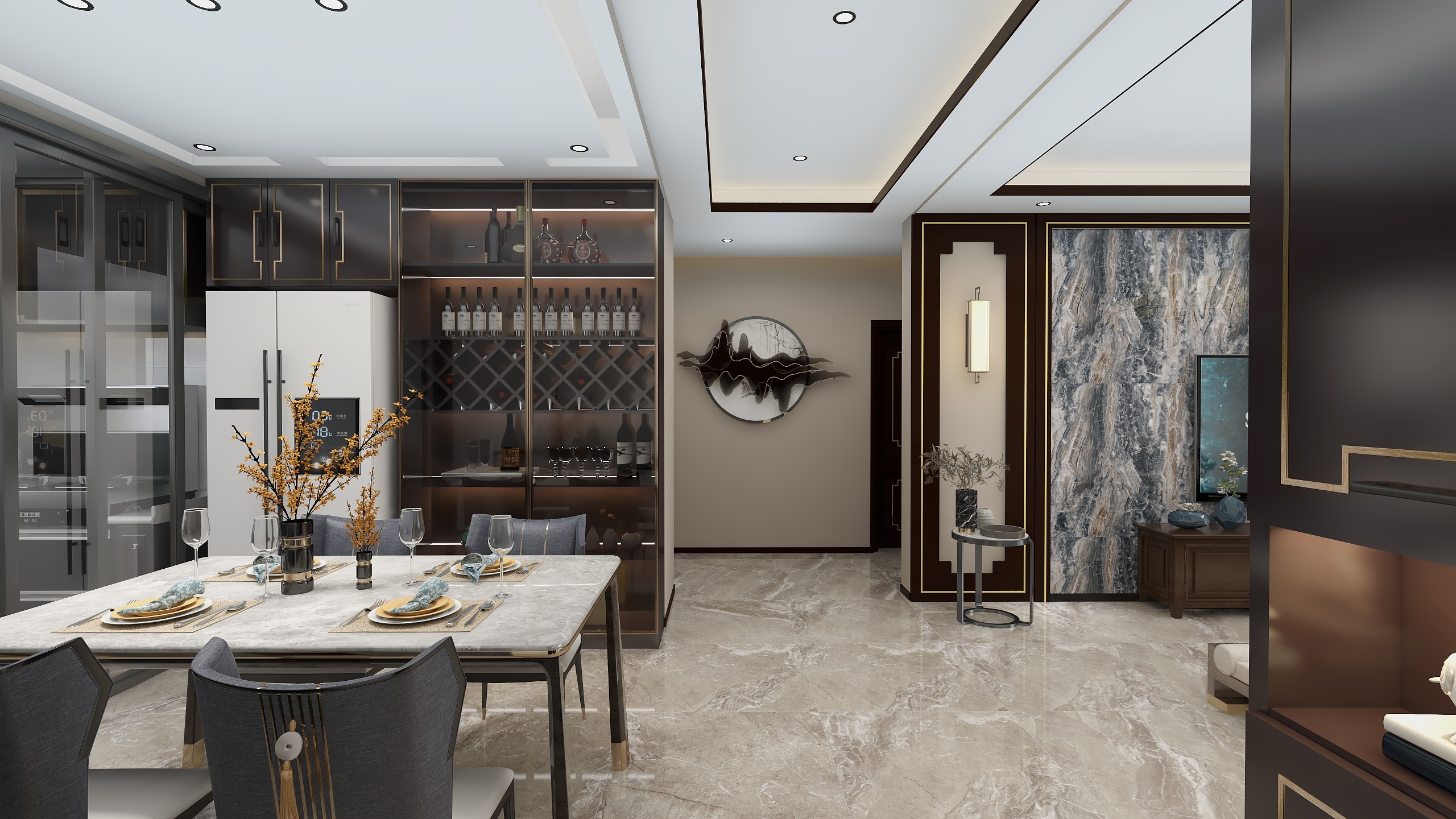 李鹏庆-110m²新中式-三居室-装修设计方案