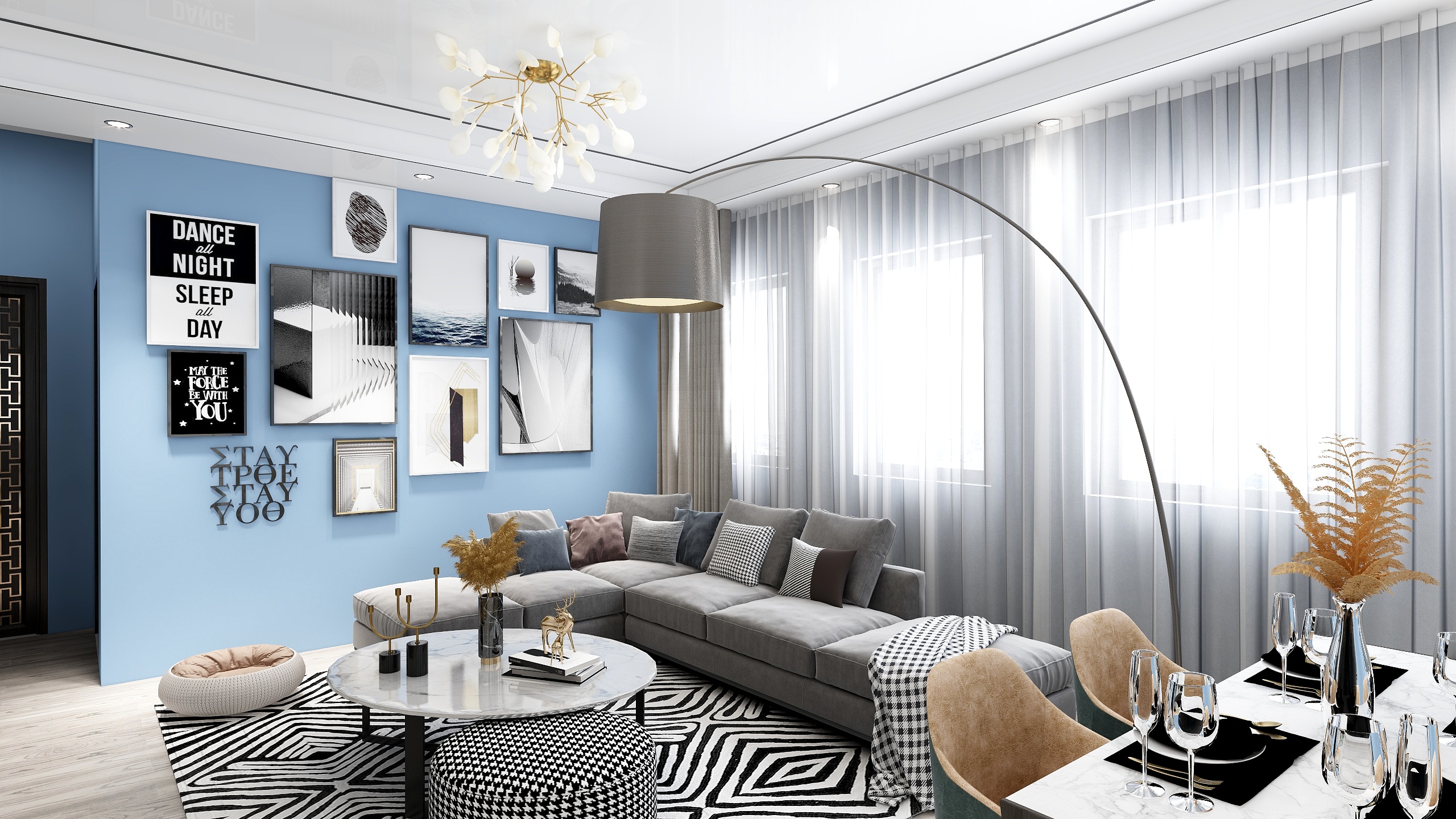 了了分明-瑞和园89.50㎡B户型3室2厅1卫-第2稿-装修设计方案