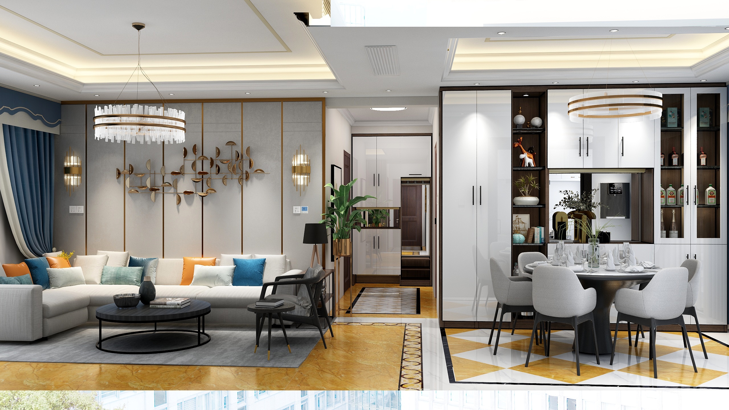 击响装饰陈铭珂-碧桂园140户型轻奢方案-装修设计方案