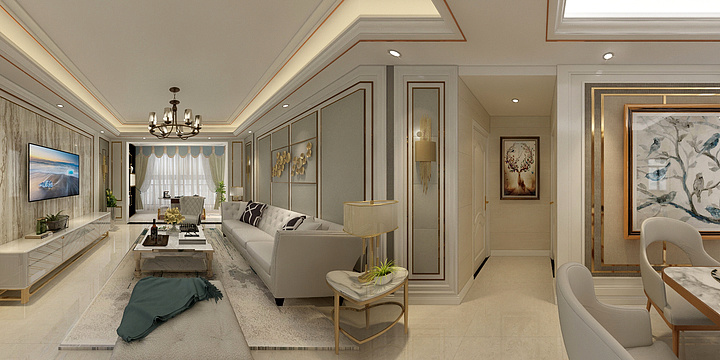 聆度设计-龙光玖龙湾4座1403(美式轻奢)-装修设计方案
