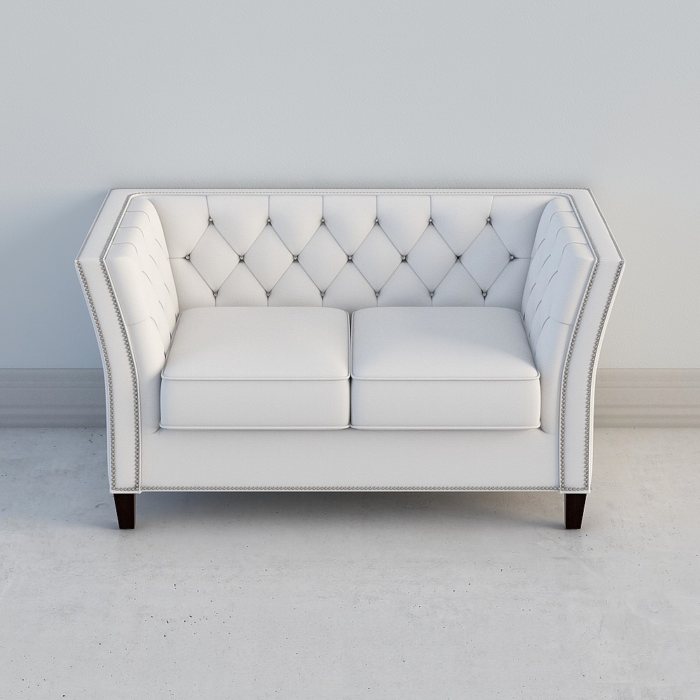 优梵艺术 纳帕/美式布艺田园软沙发组合白色卧室家用整装301H-103D模型