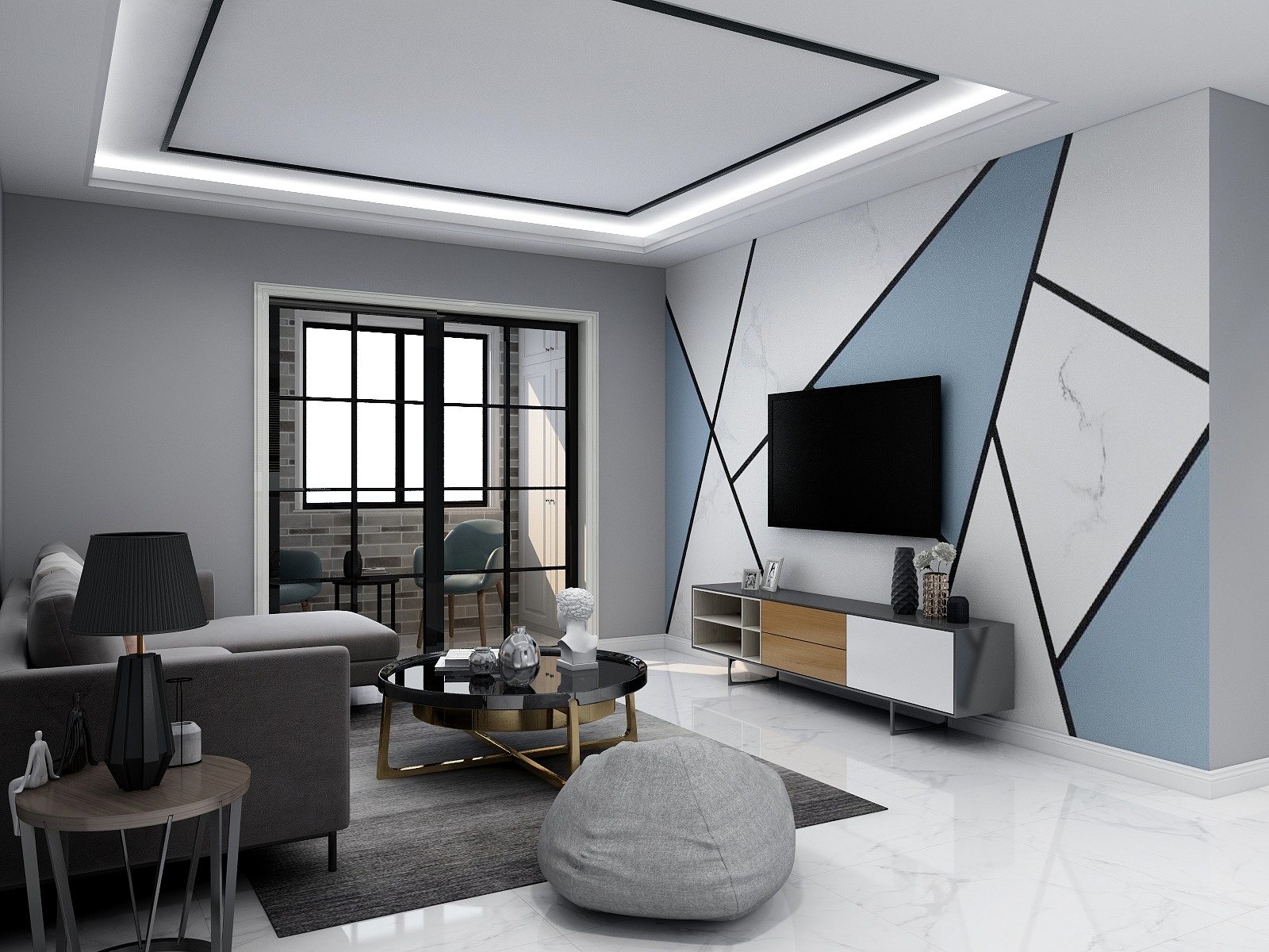 鱼跃室内设计-客厅侧景-装修设计方案