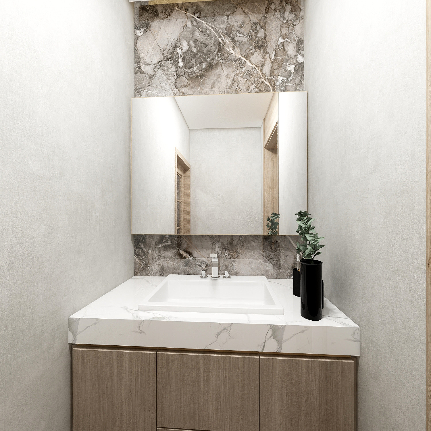 效果图小HeDS-侘寂风一层卫生间装修效果图第1张