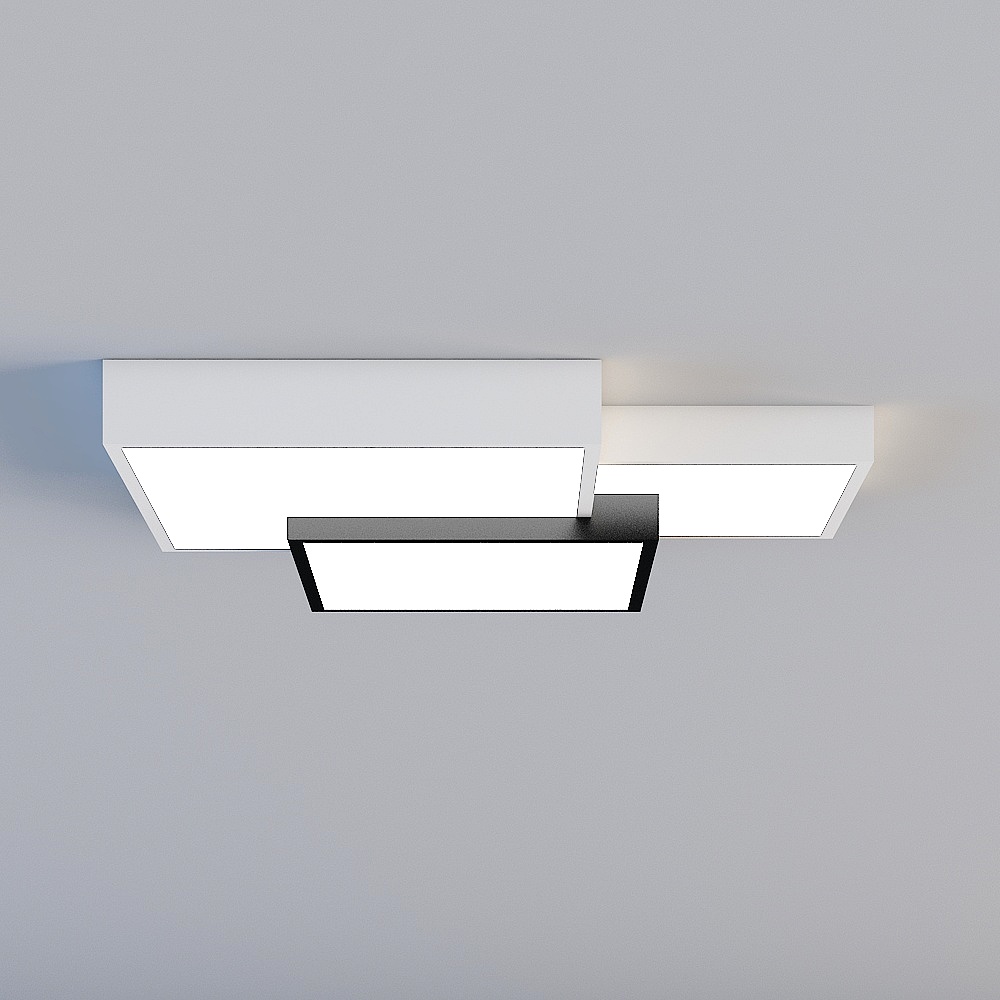 欧特朗|现代简约吸顶客|LED客厅吸顶灯|如云-长方3D模型
