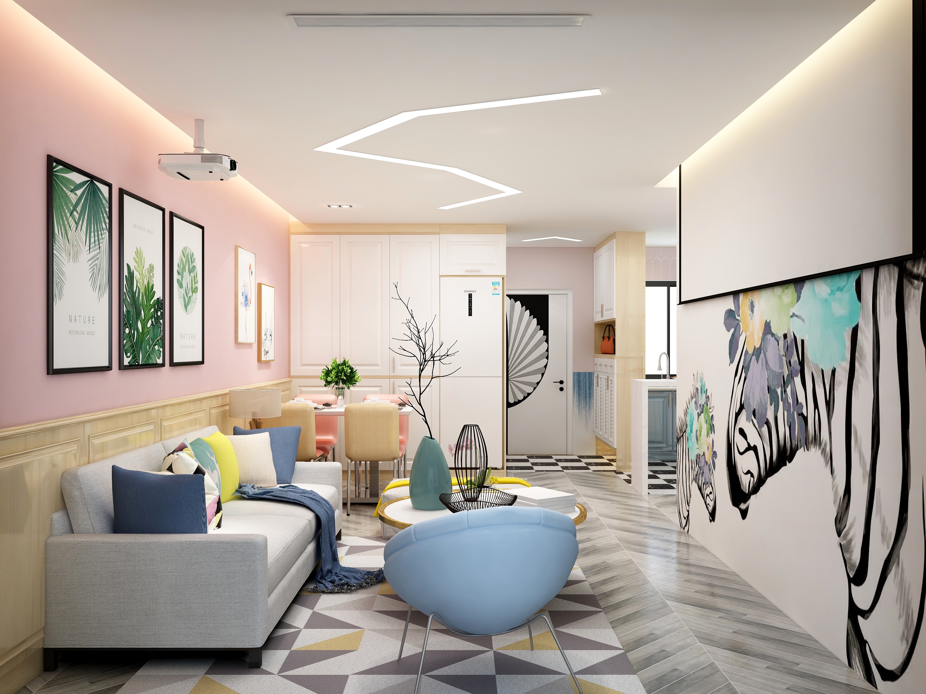 全景展示图-《猫奴》83m²-装修设计方案