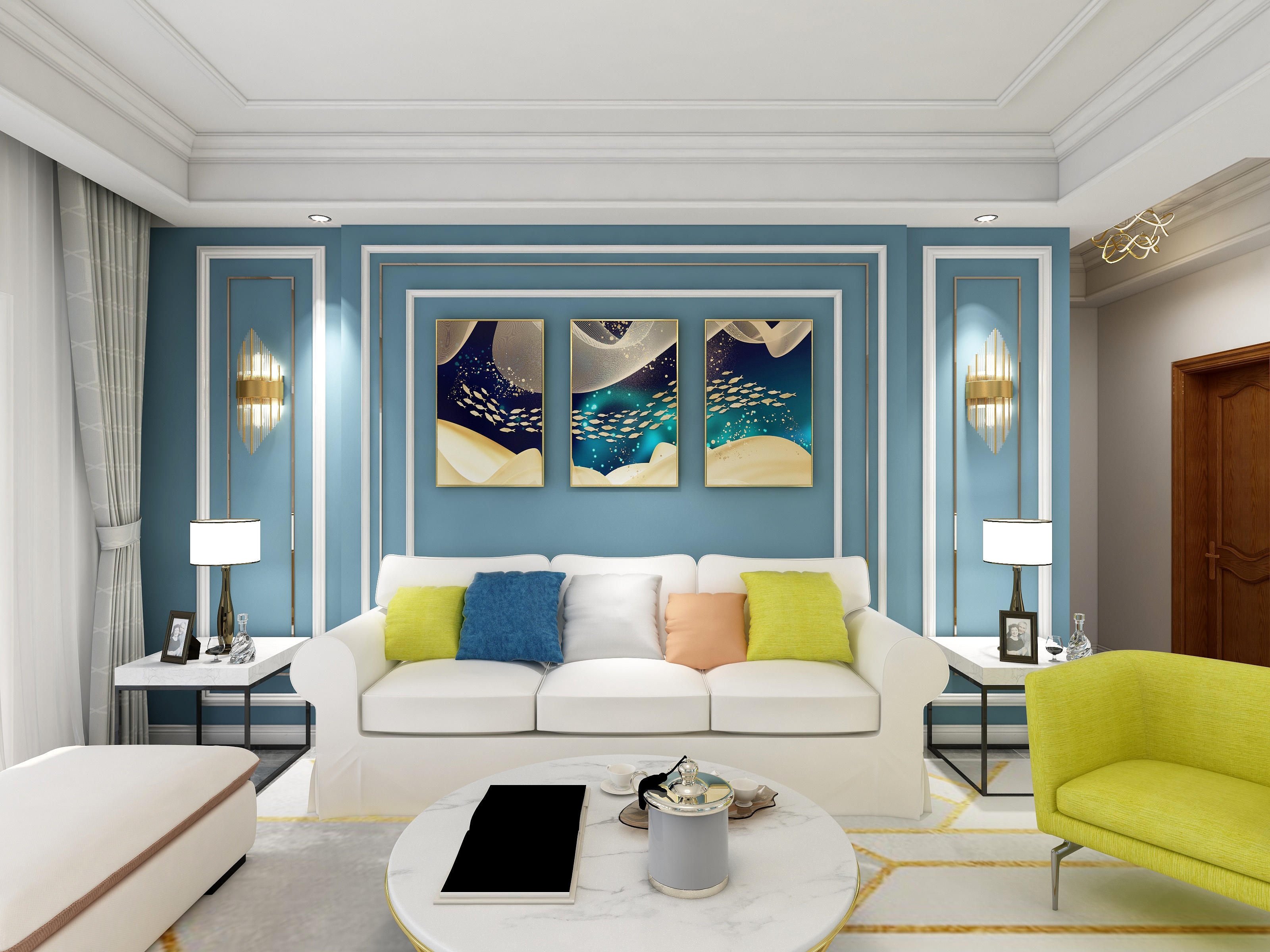 子规声里雨如烟-轻奢客厅-装修设计方案