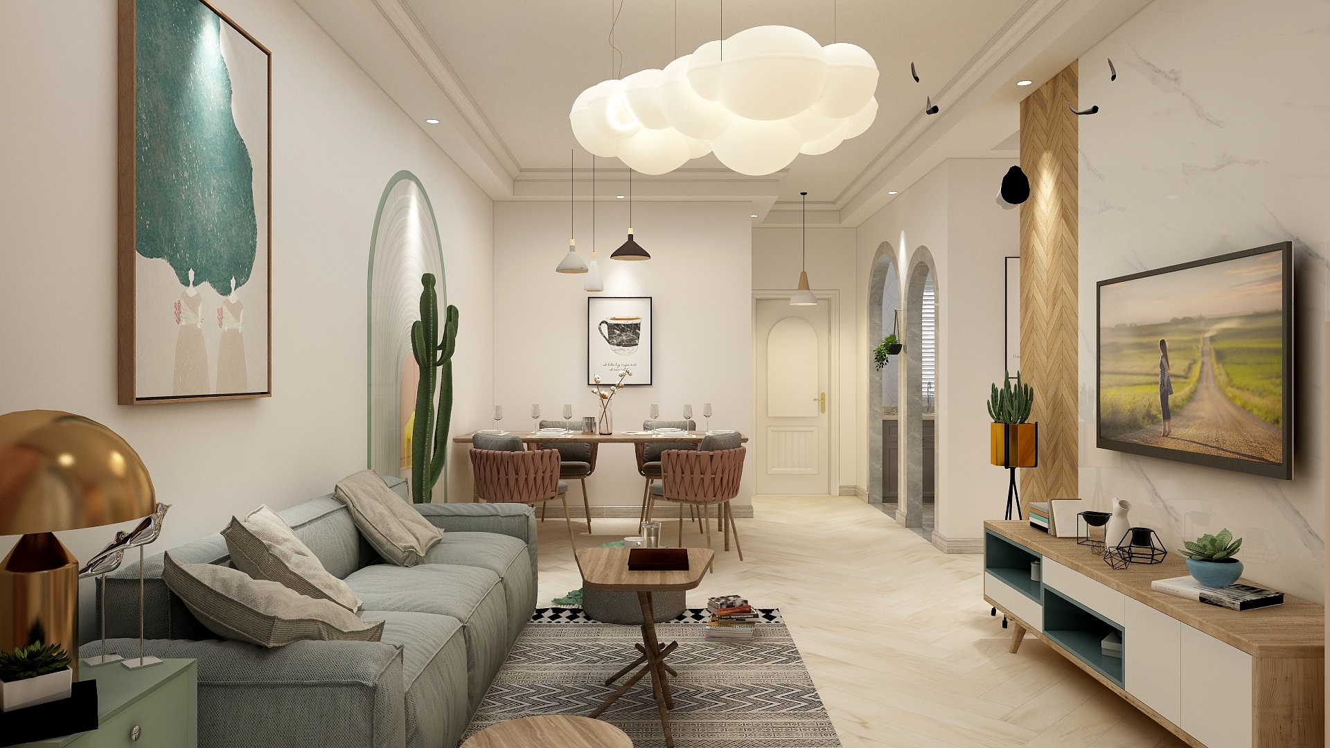 十沐宿设计工作室-84平北欧二居室装修效果图