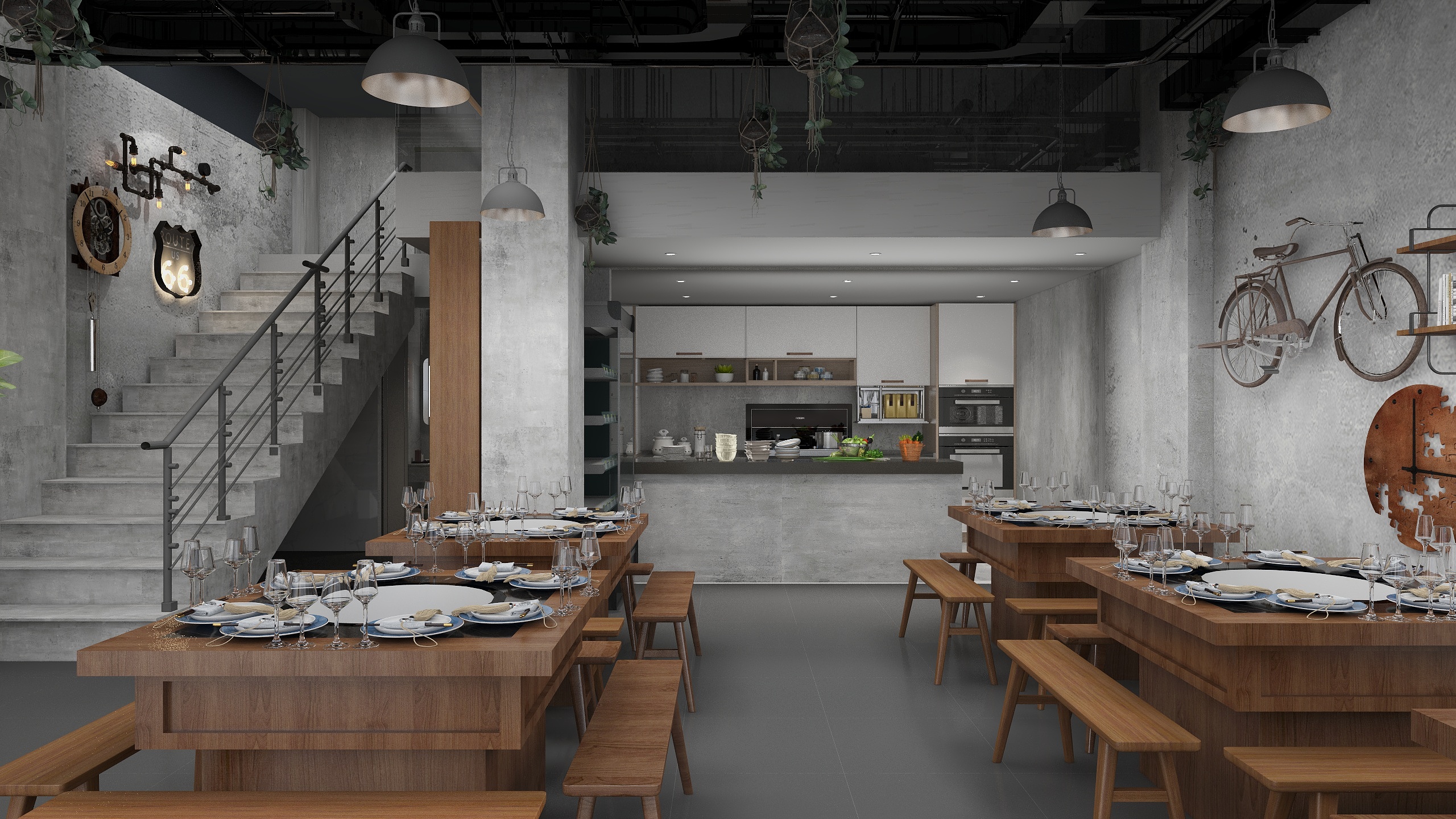 我心永恒-工业风火锅装修效果图