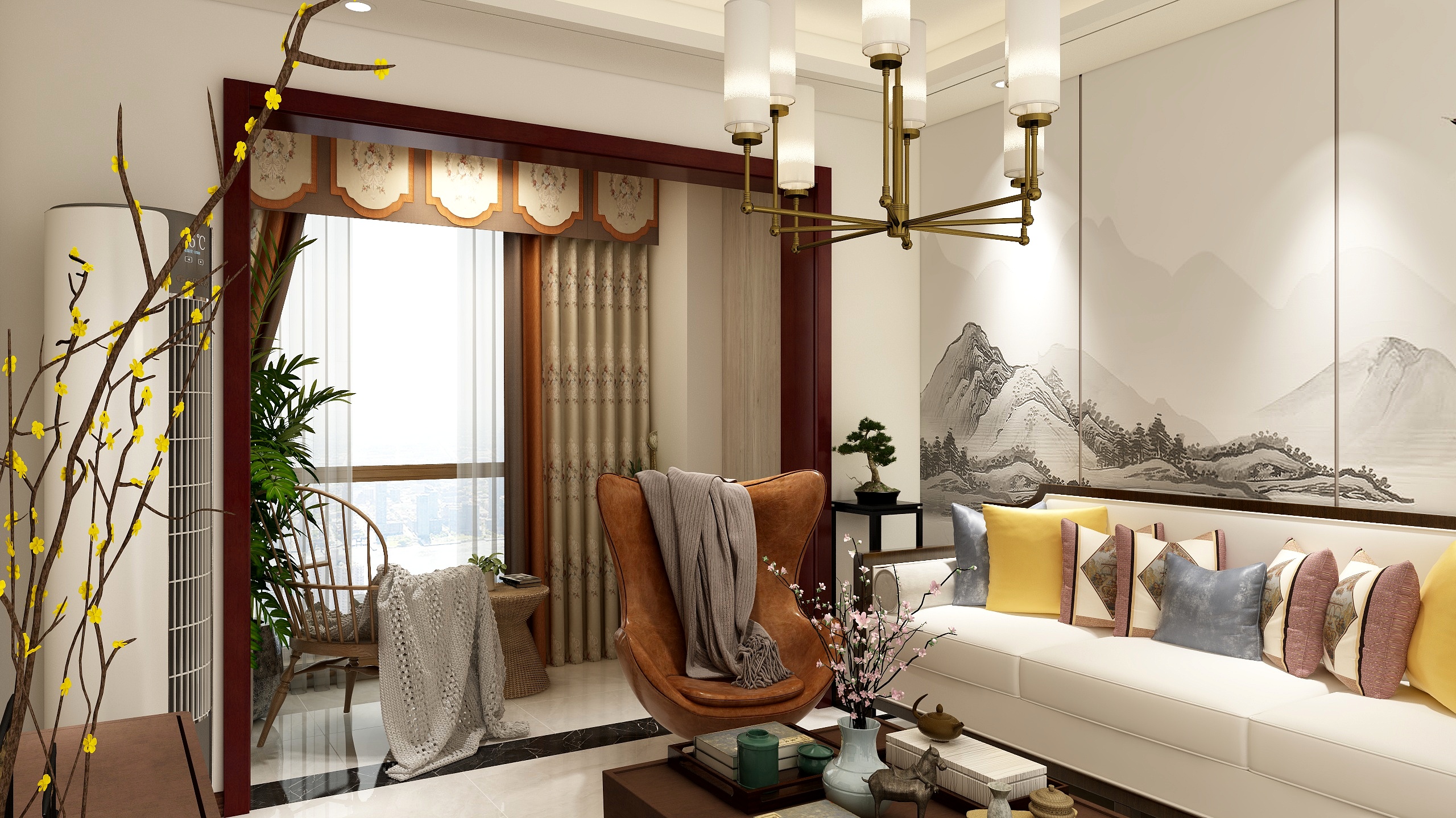 汇晶装饰装修13882195552-新中式客餐厅装修效果图