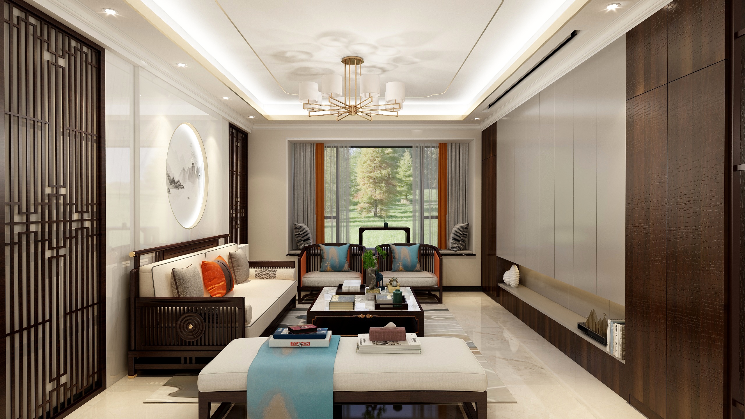 淘宝搜友诺设计-158方新中式六居装修效果图