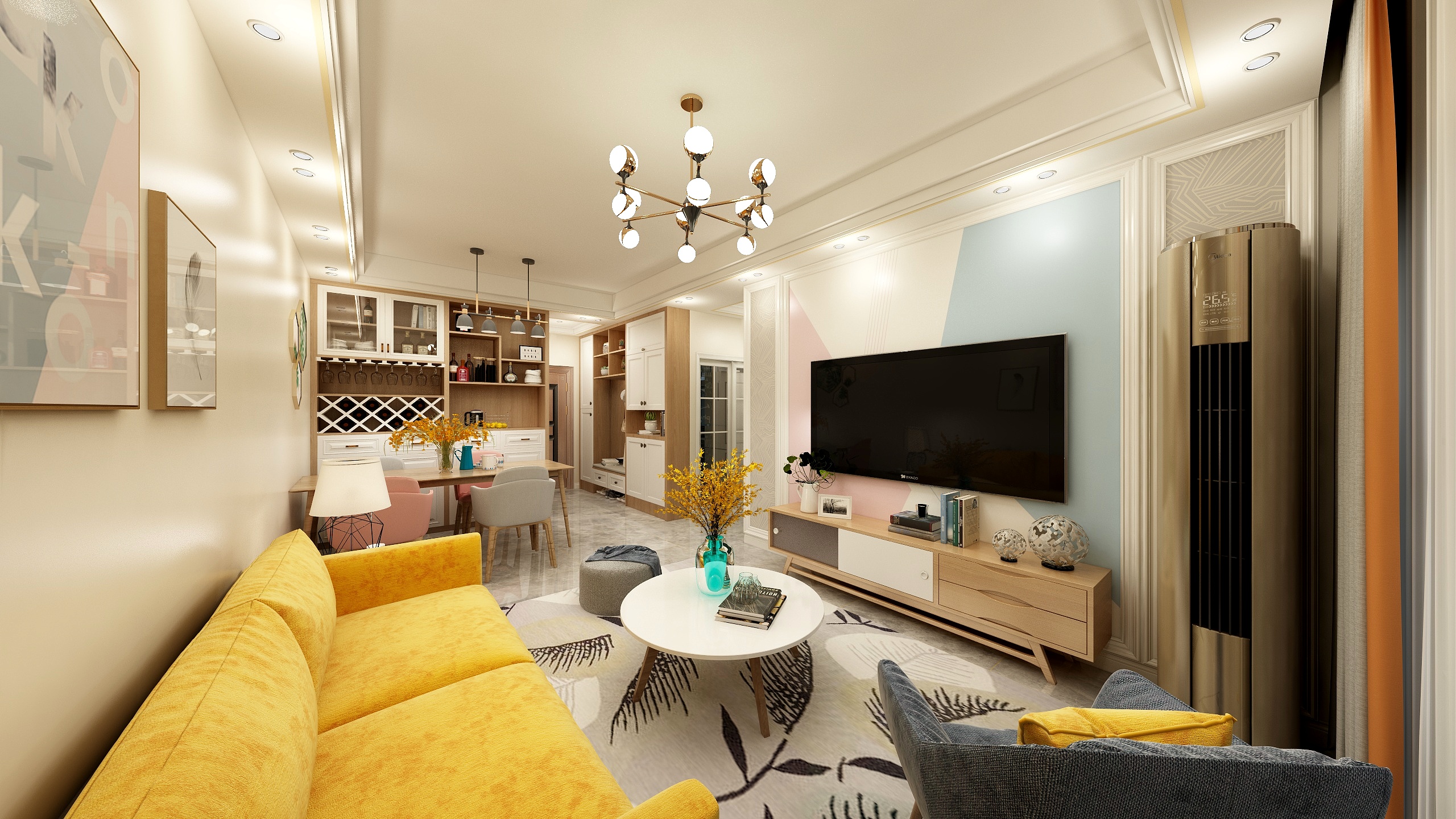 吴迪八月-德信海德公园83.00㎡A2’3室2厅1卫1厨-装修设计方案