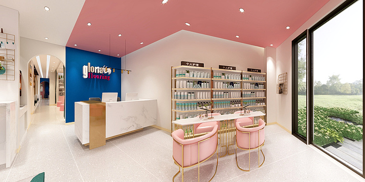 Song空间-美容店-INS风-蓝粉系-装修设计方案