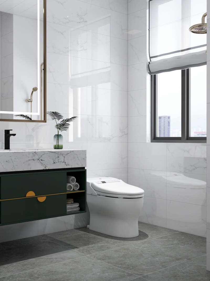 Modern Minimalist Bathroom with Green Touches