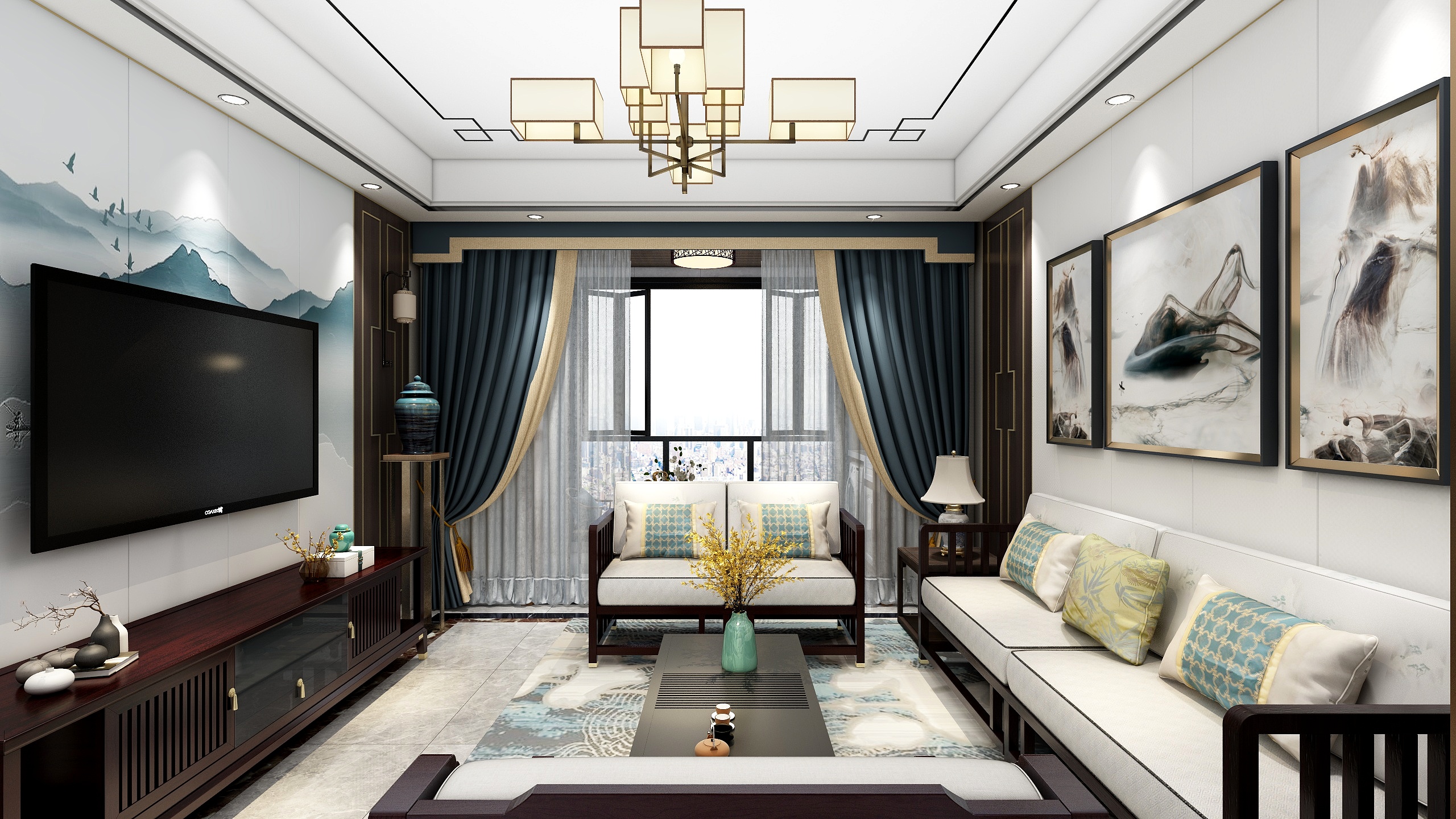 柒苒空间设计工作室-山水成画-新中式01-装修设计方案