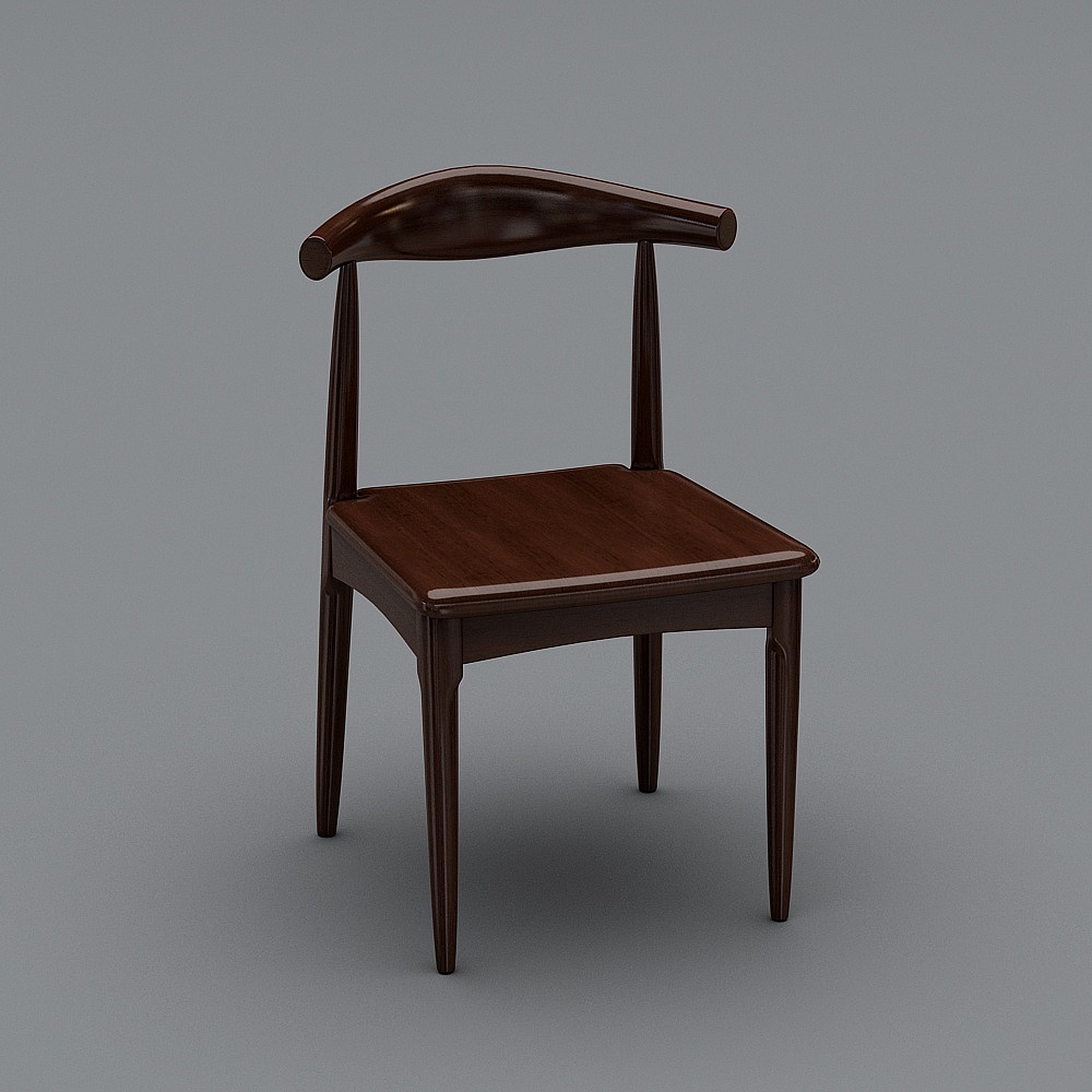 华松居-北欧系列大牛角-55餐椅3D模型