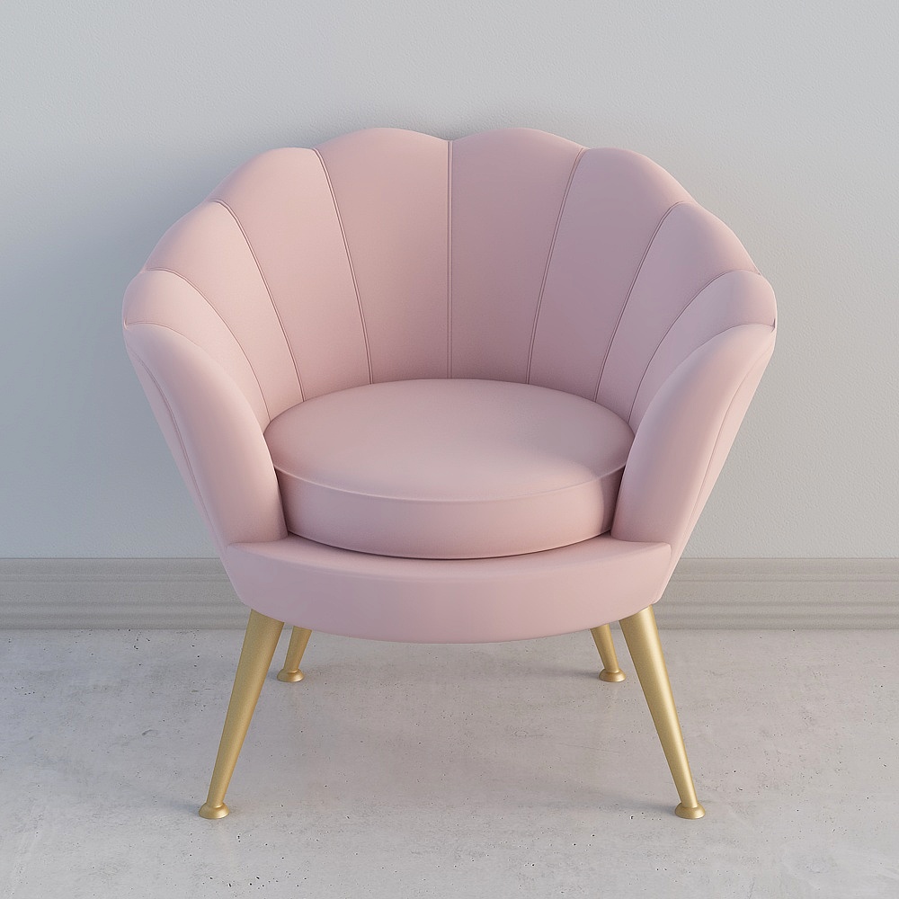 罗伯特/北欧沙发椅绒布粉色儿童沙发客厅阅读角200B-593D模型