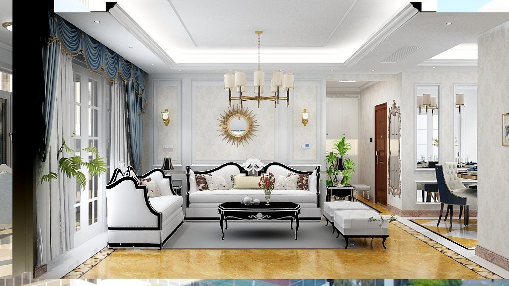 击响装饰陈铭珂-碧桂园140户型欧式方案-装修设计方案