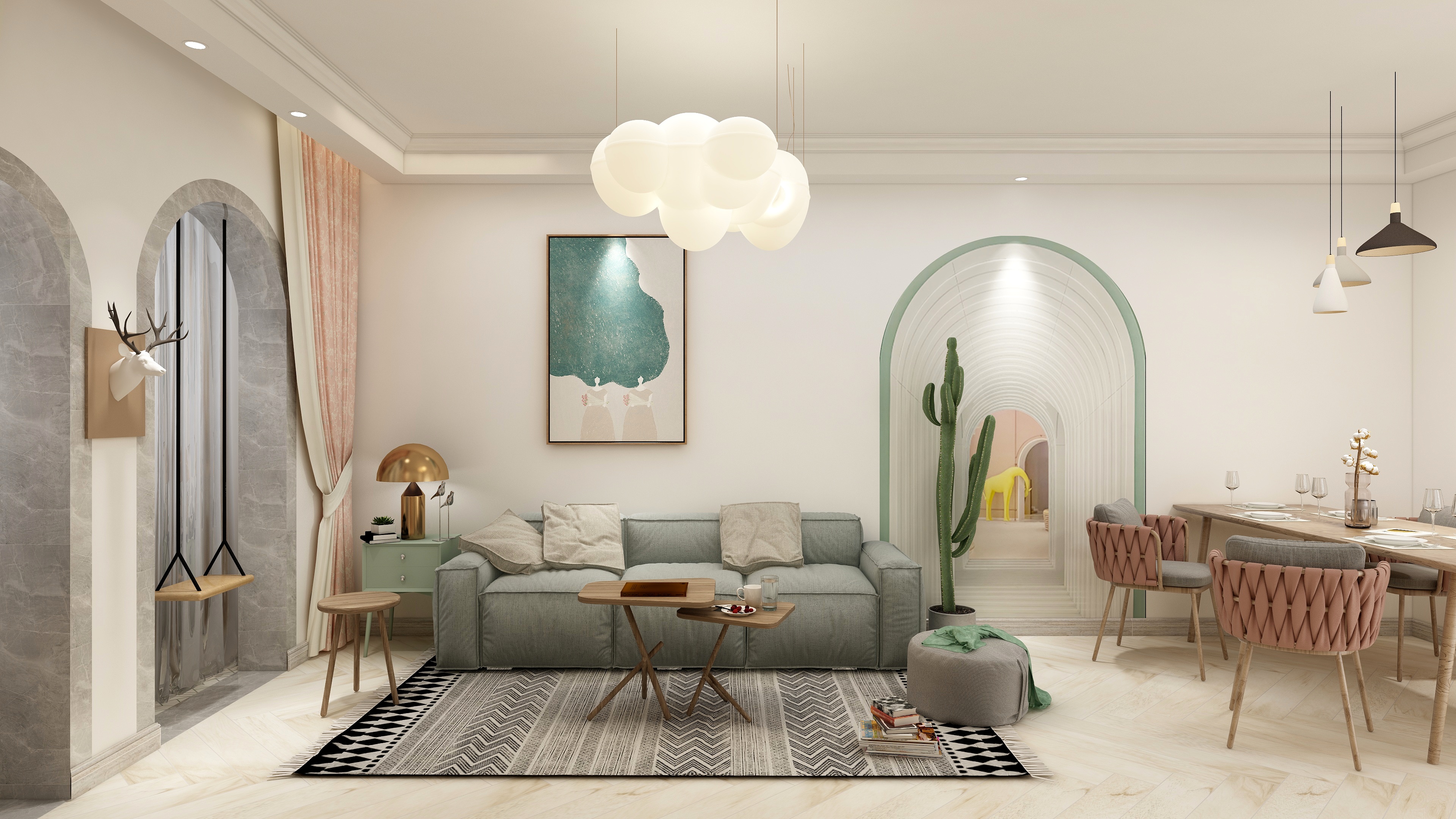 十沐宿设计工作室-梅莉达的城堡-北欧风莫兰迪色-装修设计方案