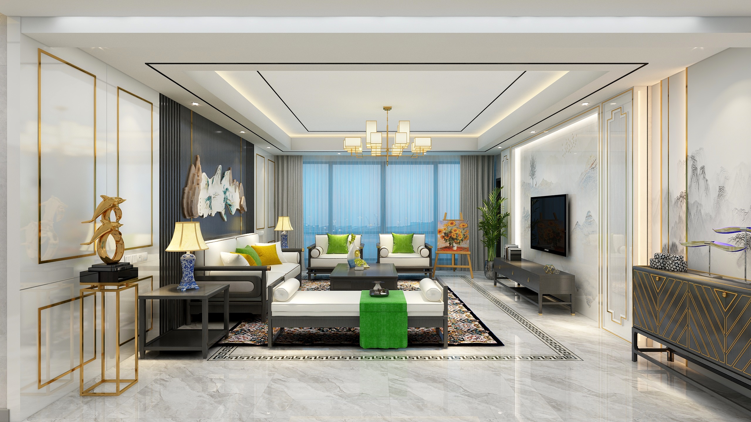 天策府设计李-新中式-358平大平层三居室-装修设计方案