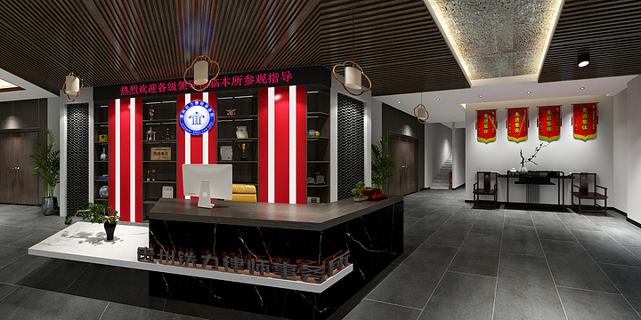 长方体装饰-阿龙-铁力律师事务所一楼大厅-装修设计方案