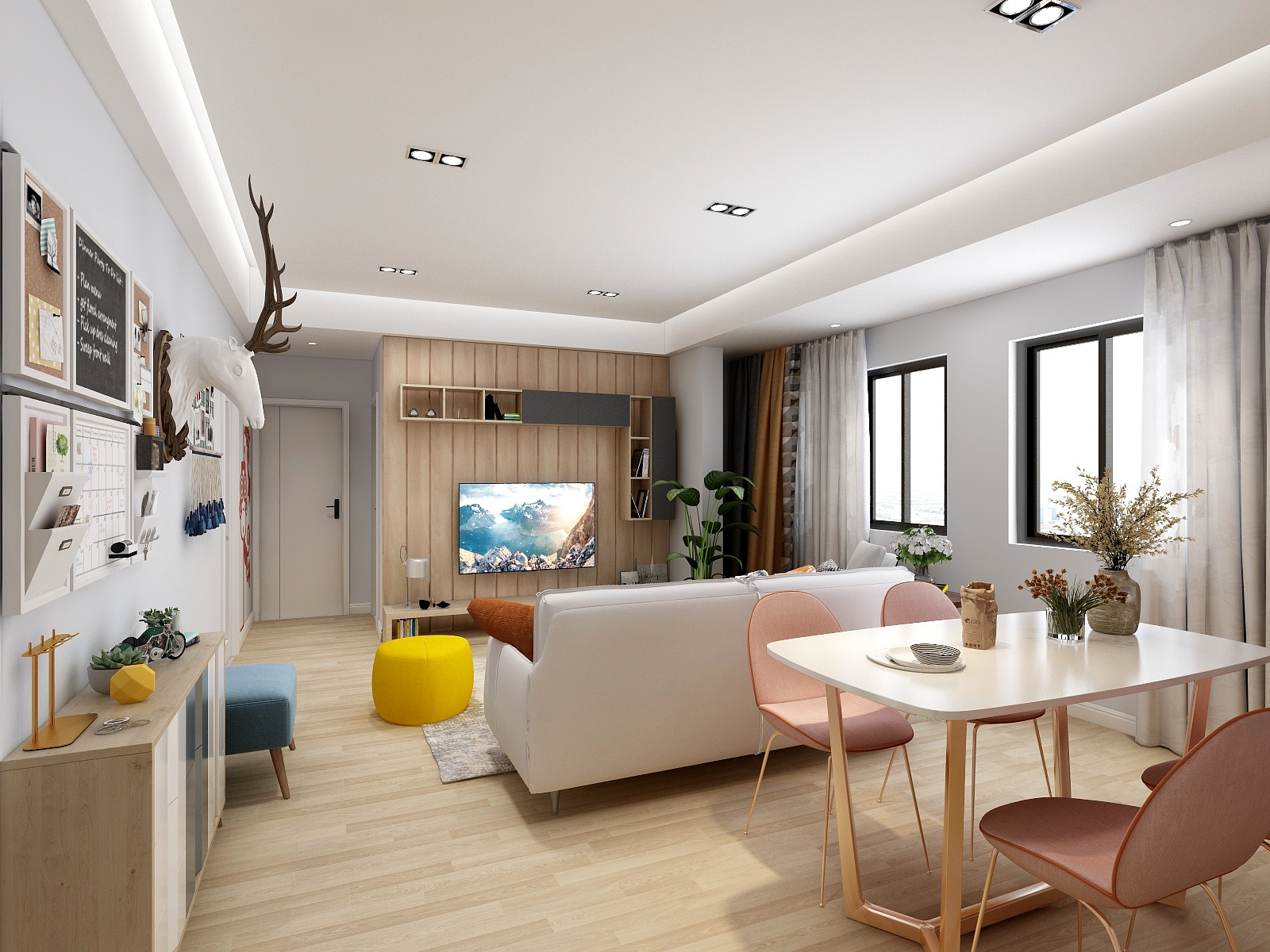 墨印空间-瑞和园89.50㎡B户型3室2厅1卫-装修设计方案