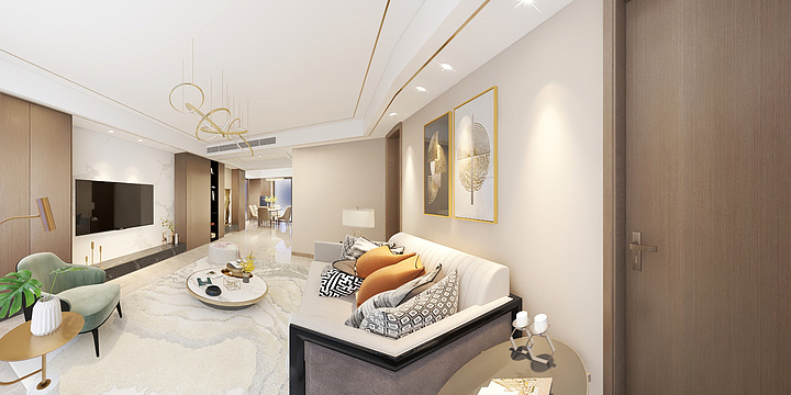 麦丰装饰集团-永信首府香槟色的味道-装修设计方案