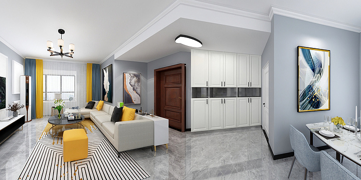 杉行空间设计陈帅-淮南京澳广场109户型混搭-装修设计方案