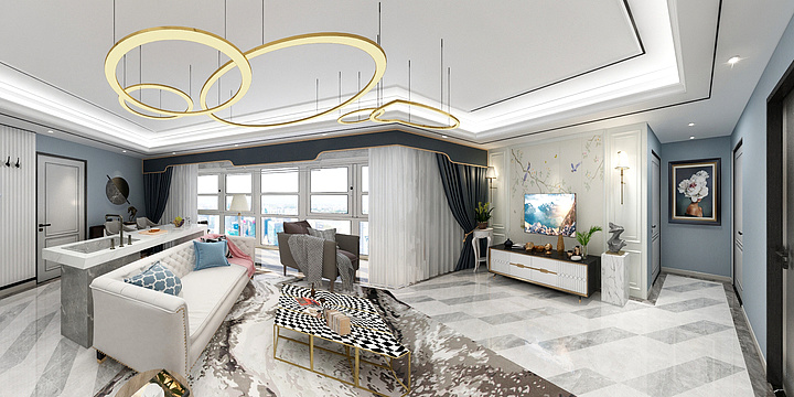 家装3D效果图-君临山美式-装修设计方案