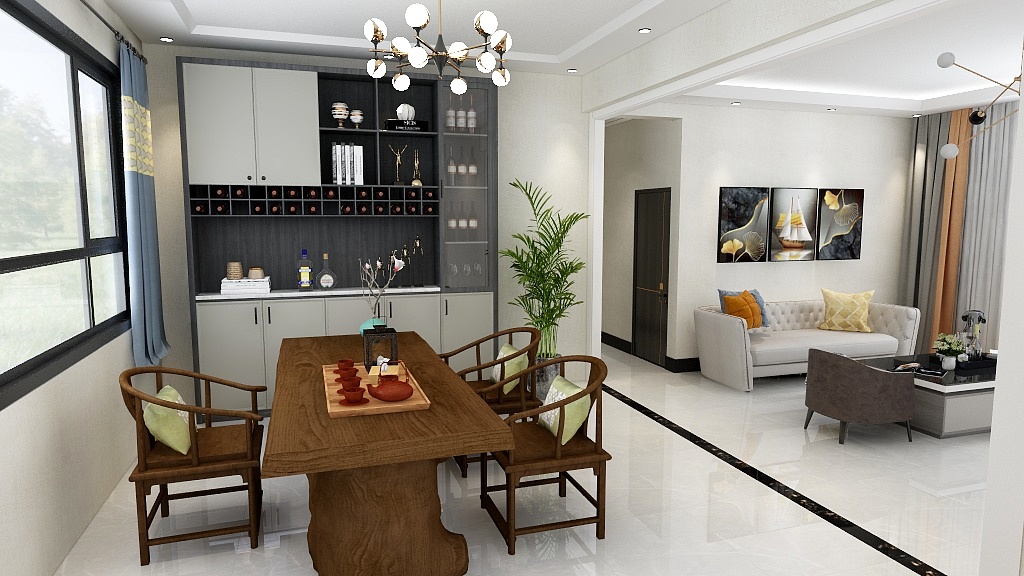 唐室家装设计-巧家县马树镇毕姐家新中式私人别墅-装修设计方案