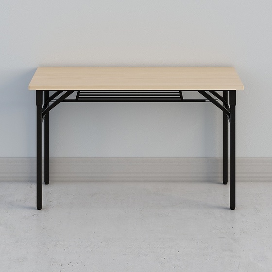 Modern Simple Folding Desk 3D Model in Black