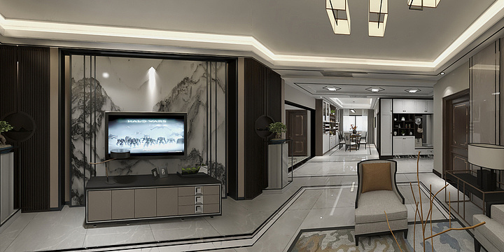 空间室内设计-大陆桥样板间——新中式-装修设计方案