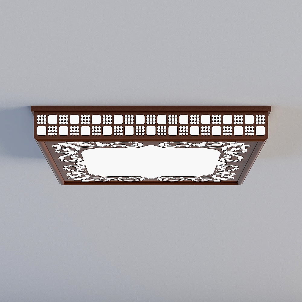 木纹-高边灯-如意中花3D模型