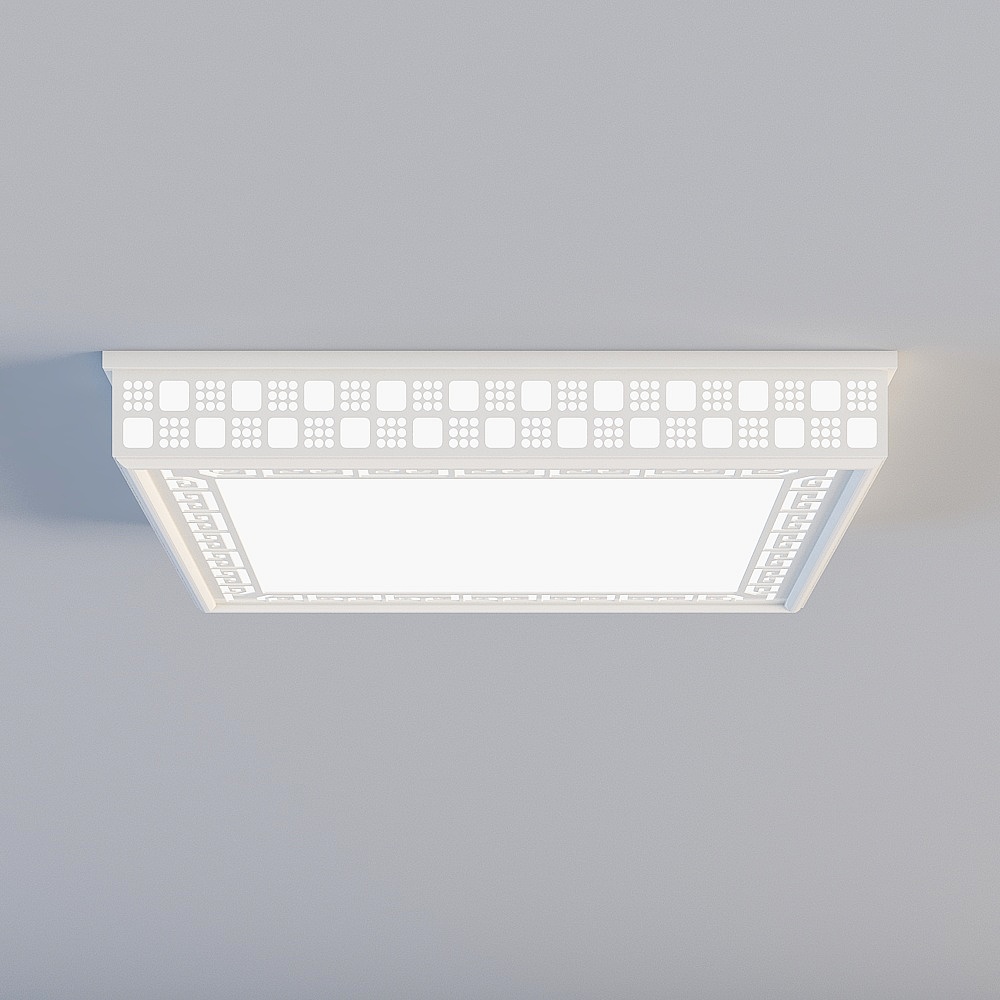 白色-高边灯-江南春天3D模型