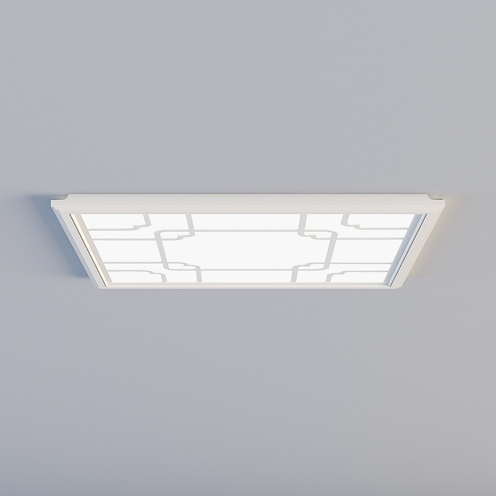 白色-平板灯-回型中花3D模型