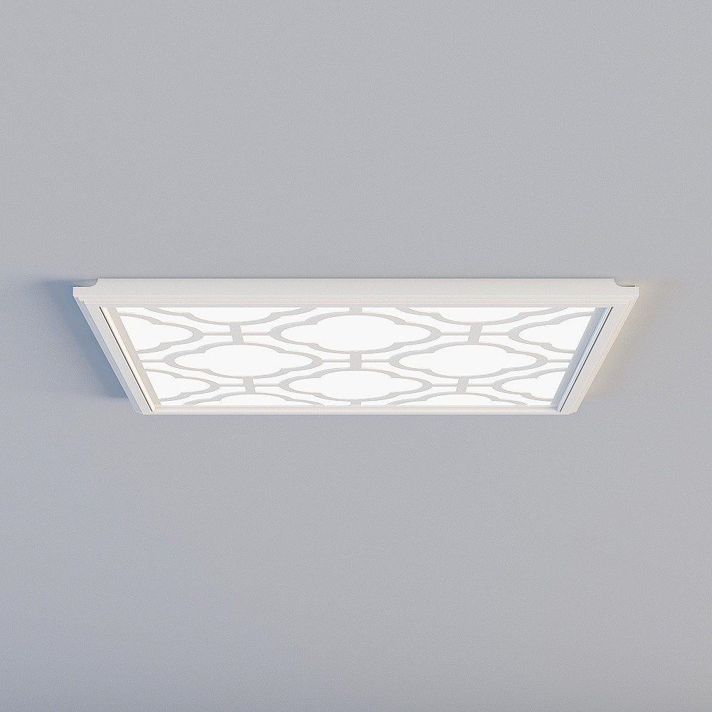 白色-平板灯-鸟语花香3D模型
