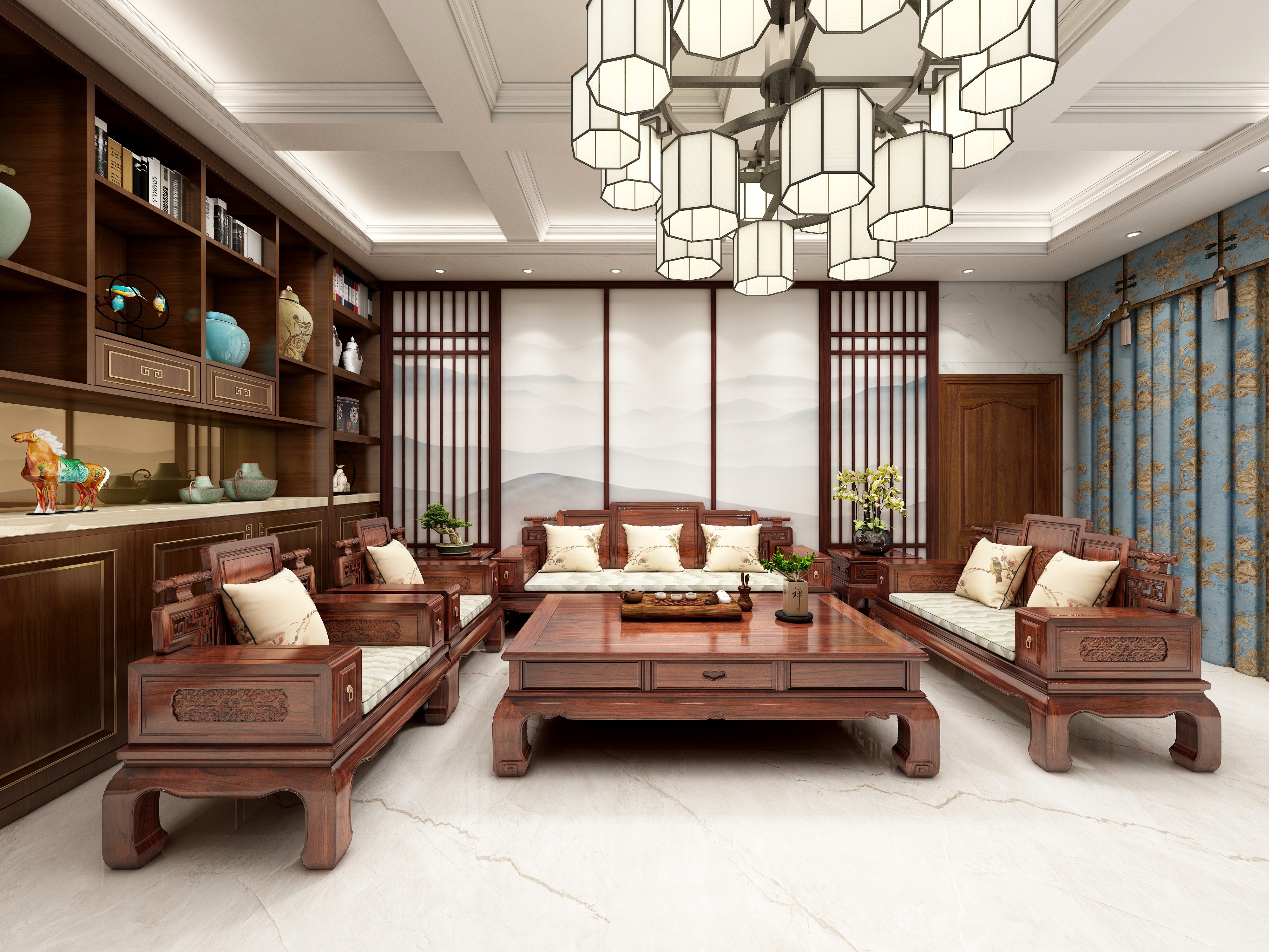 王翠丽-三层别墅方案（新中式）装修效果图