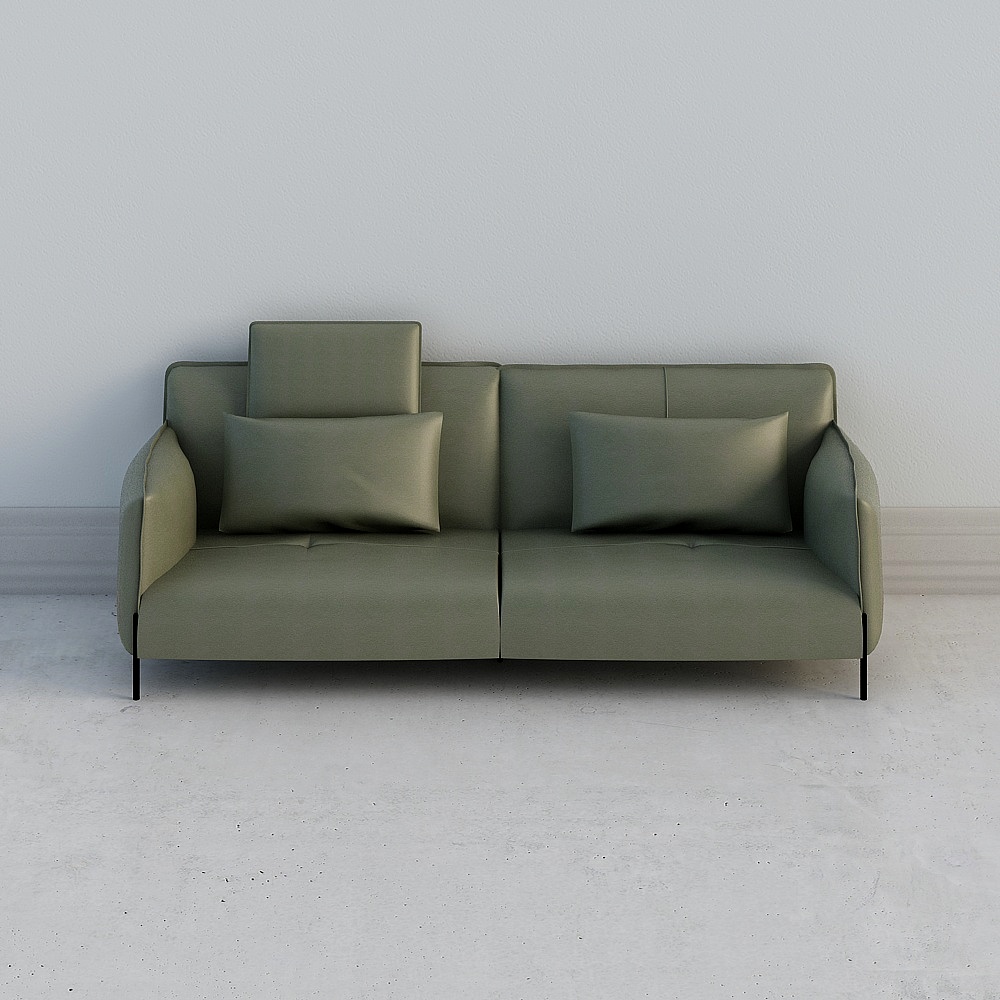 6.13绿色沙发2人位（以塌陷）3D模型