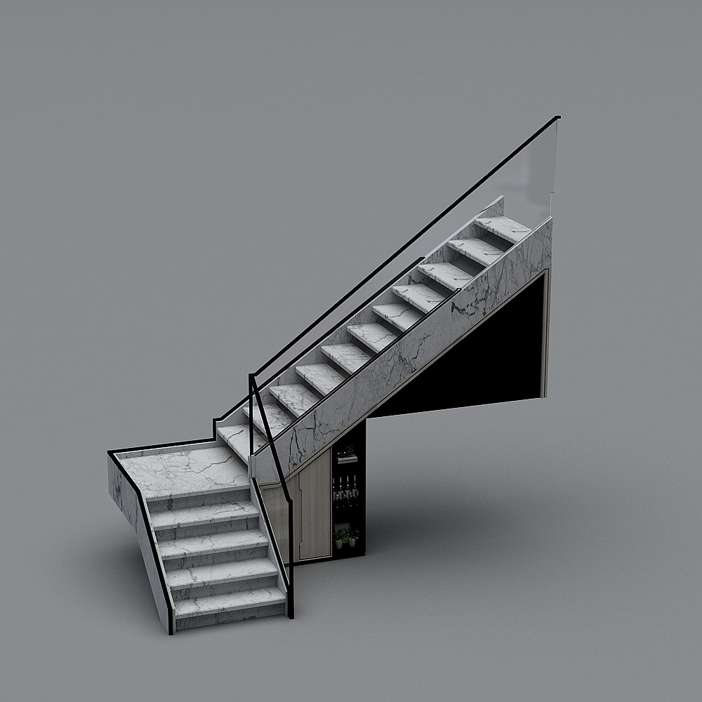 现代楼梯储物柜组合3D模型