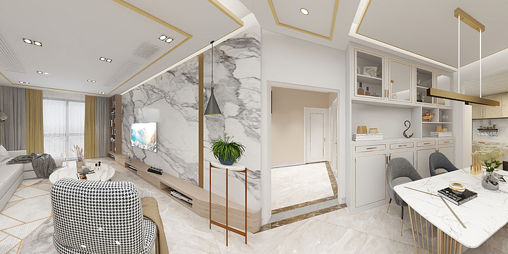 罗啟宁-鎏金香榭1楼轻奢-装修设计方案